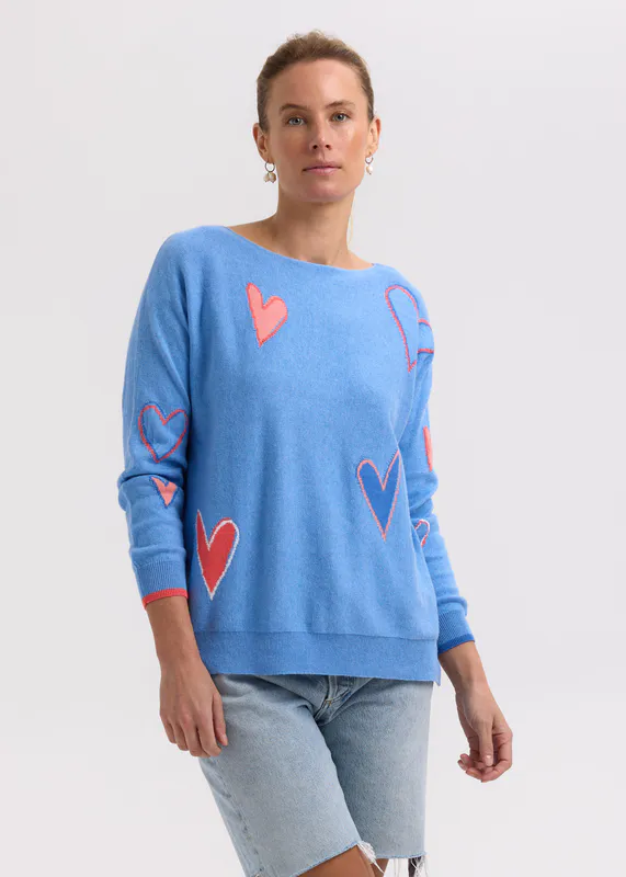 Model wearing Chambray Intarsia Hearts By Zaket & Plover Available at Beetees Nelson