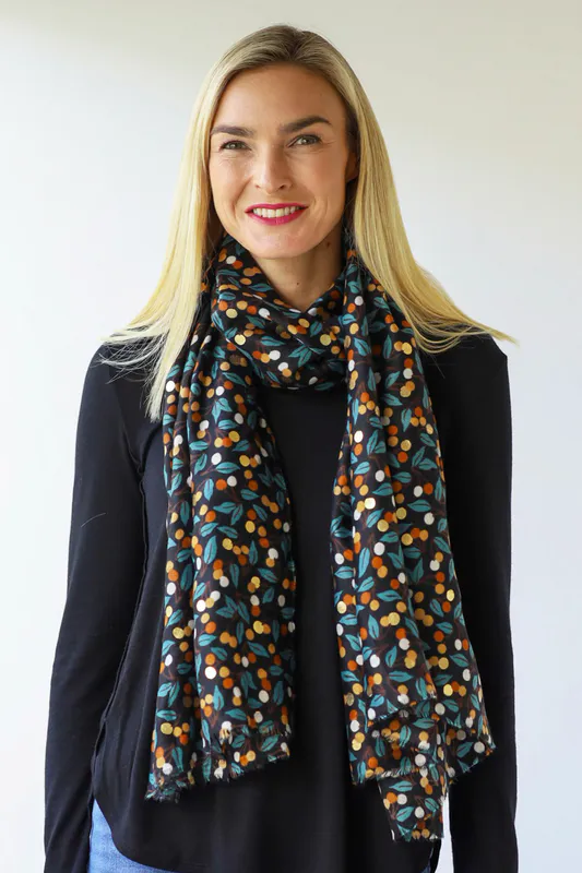 Fireworks with Gold Foil Print Scarf By Archer House Available at Beetees Nelson