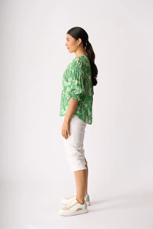 Model wearing Ode Shirred Up Top By Foil Available at Beetees Nelson