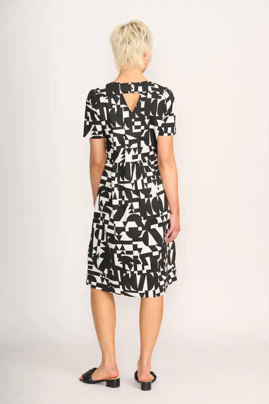 Model wearing Abstract Back Keyhole Dress By Foil Available at Beetees Nelson