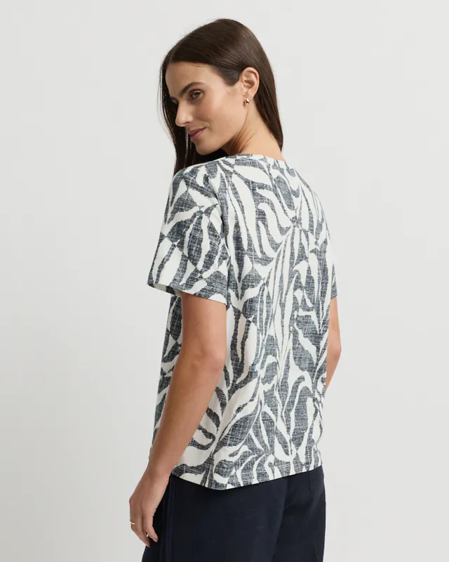 Model wearing Tigre Print Tigre Tee By Yarra Trail Available at Beetees Nelson