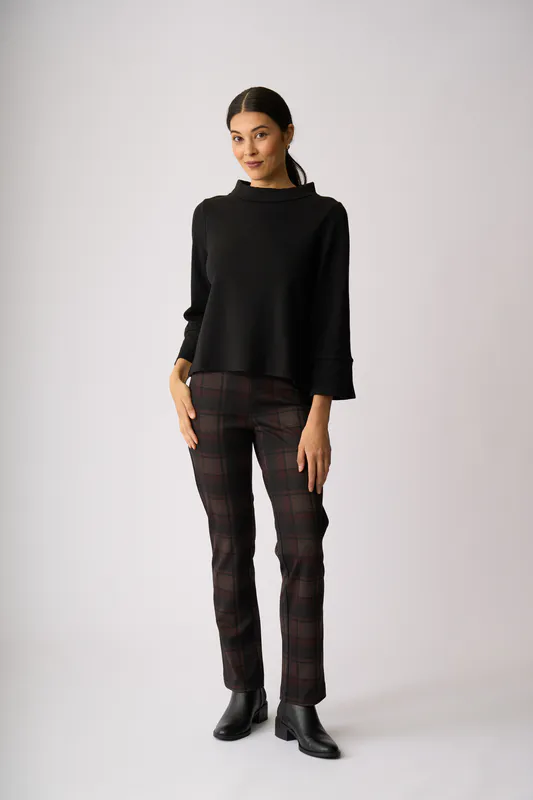 Model wearing Black Relaxed, Split Back Jumper By Memo Available at Beetees Nelson