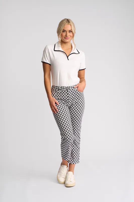 Model wearing Ink/White Arrival Pant By Vassalli Available at Beetees Nelson