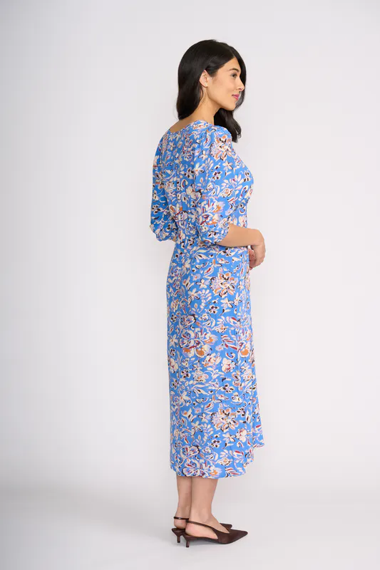 Model wearing Glacial Sketch Cuff & Flow Dress By Foil Available at Beetees Nelson