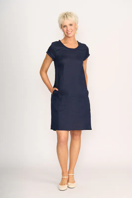 Model wearing Midnight Dress - Fringe, Scoop Neck By Foil Available at Beetees Nelson