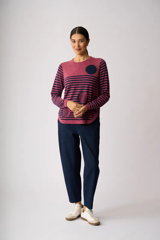 Model wearing Pink Steel Scoop The Spots Jumper By Memo Available at Beetees Nelson