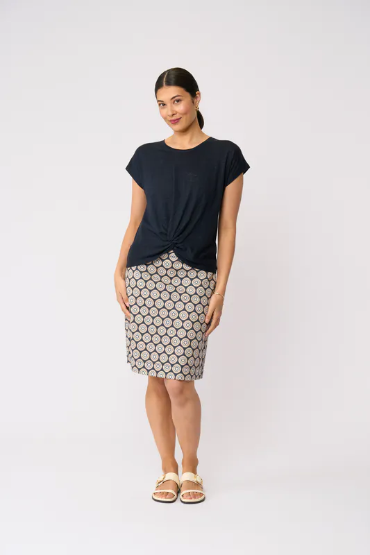 Model wearing Porto Tee-Rific Skirt - Printed By Esplanade Available at Beetees Nelson