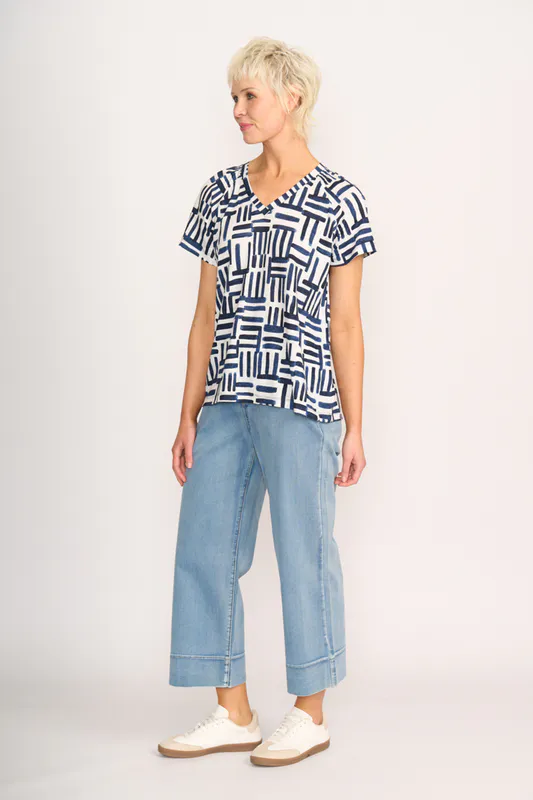 Model wearing Block & Roll Sew Cute Top By Foil Available at Beetees Nelson