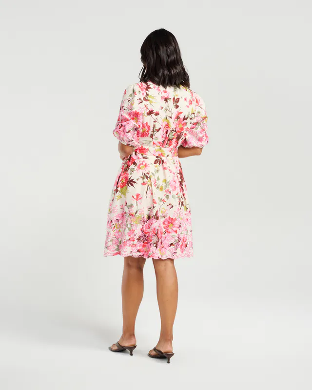 Model wearing Multi (Secret Garden) Marine Dress By NMBR Rose Available at Beetees Nelson