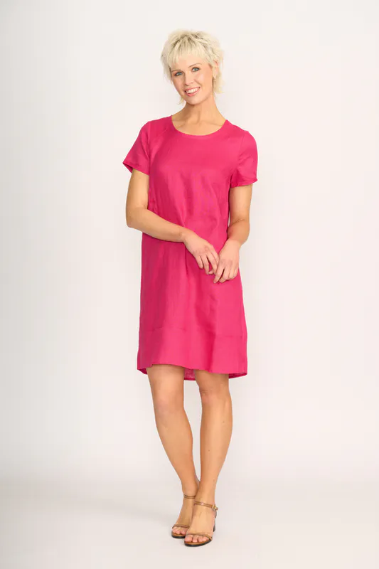 Model wearing Pink Dress - Panel Lines By Foil Available at Beetees Nelson