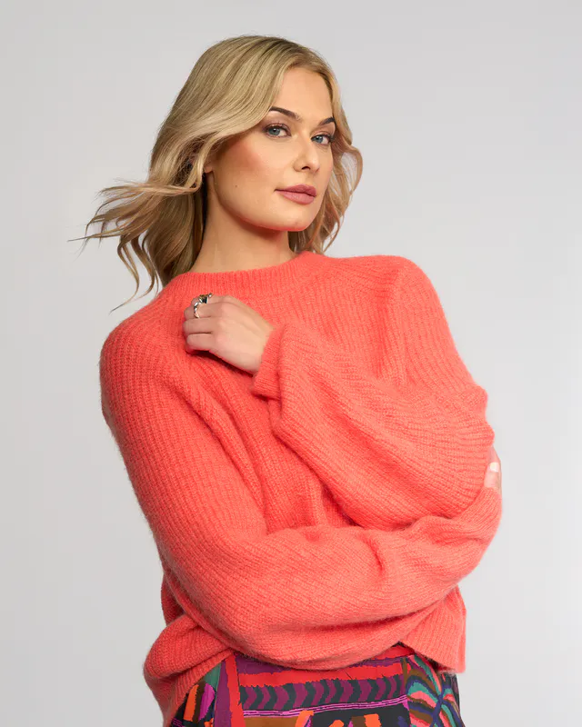 Model wearing Lave Fefe Sweater By Knewe Available at Beetees Nelson