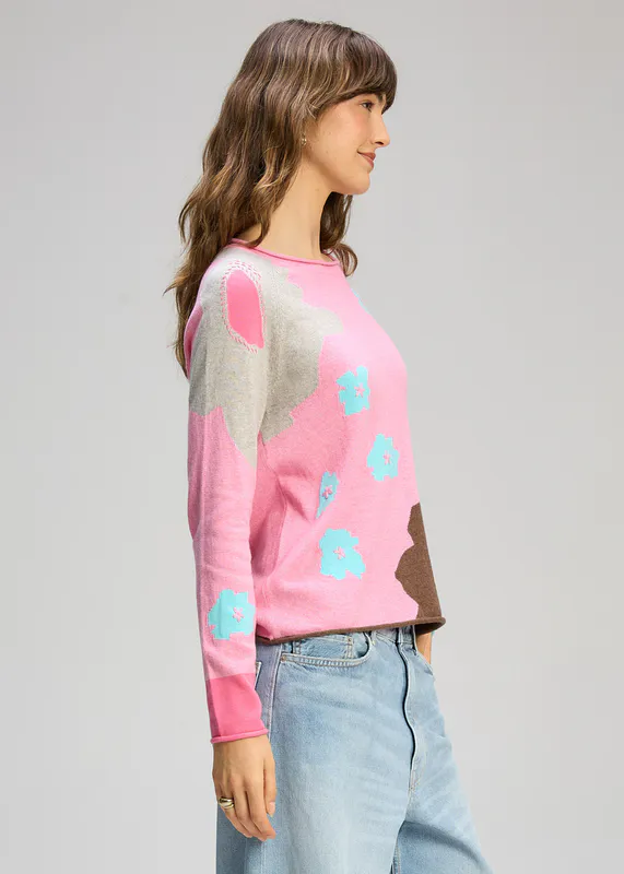 Model wearing Peony Petal Play Jumper By Zaket & Plover Available at Beetees Nelson