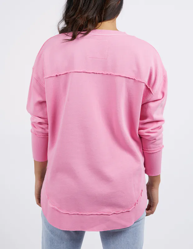 Model wearing Bubblegum Simplified Crew By Foxwood Available at Beetees Nelson