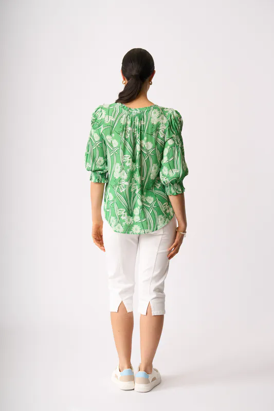 Model wearing Ode Shirred Up Top By Foil Available at Beetees Nelson