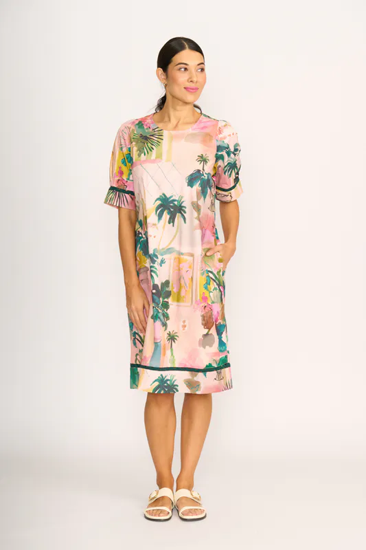 Model wearing Urban Impression Wave Along Dress By Foil Available at Beetees Nelson