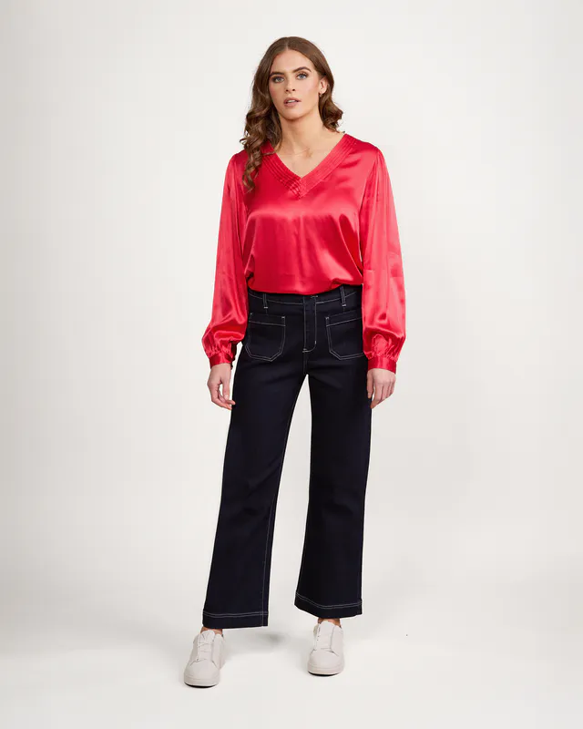 Model wearing Daily Drill Jean By Vassalli Available at Beetees Nelson