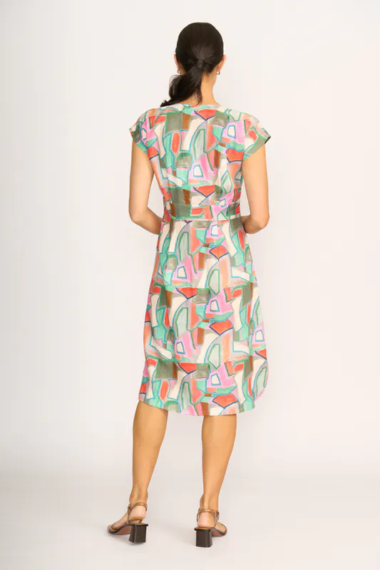 Model wearing Colour Fusion Dress - Button Front, Drop Shoulder By Foil Available at Beetees Nelson