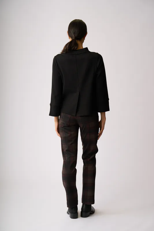 Model wearing Black Relaxed, Split Back Jumper By Memo Available at Beetees Nelson