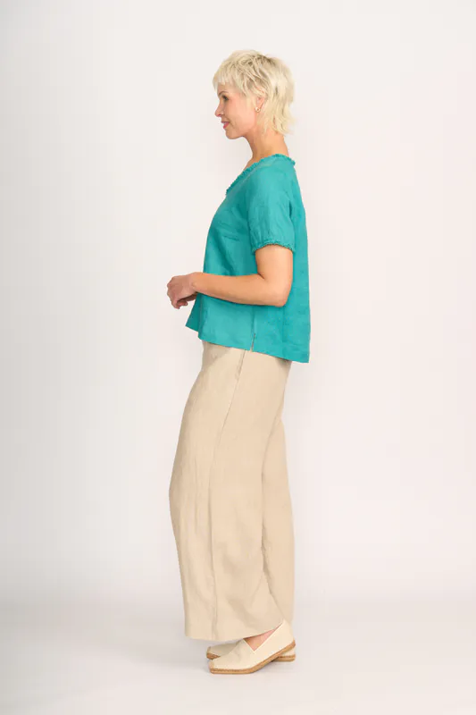 Model wearing Aquatic V Benefits Top By Foil Available at Beetees Nelson