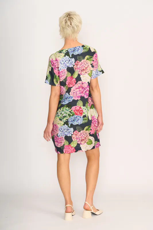 Model wearing Hydrangea Contrast Facing Shift Dress By Preen Available at Beetees Nelson