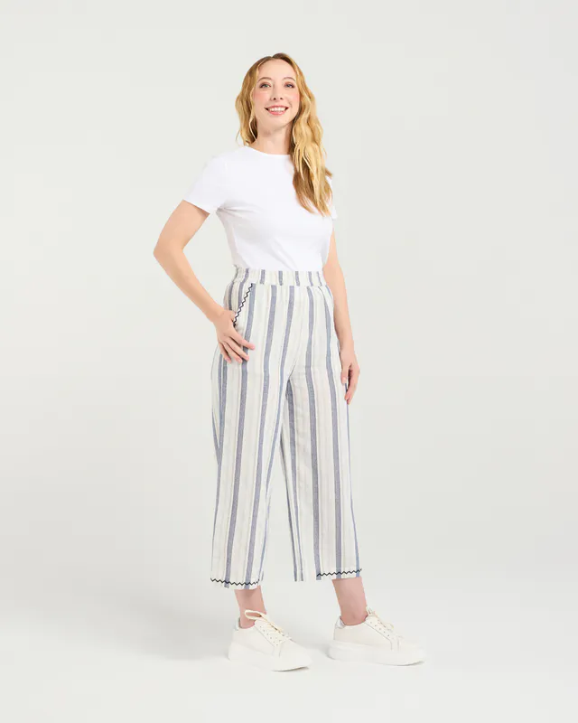 Model wearing Tuscan Marisol Pant By Zafina Available at Beetees Nelson