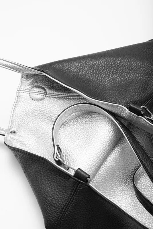 Black & Silver Hartley Reversible Tote By Antler NZ available at Beetees Nelson