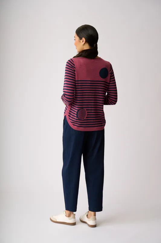 Model wearing Pink Steel Scoop The Spots Jumper By Memo Available at Beetees Nelson