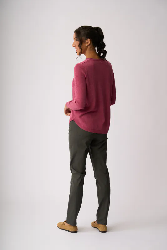 Model wearing Pink Fresh Scoop Jumper By Memo Available at Beetees Nelson