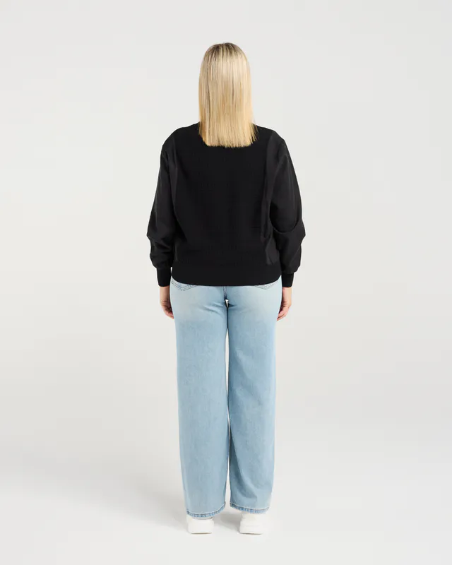 Model wearing Black Daphne Top By Zafina Available at Beetees Nelson