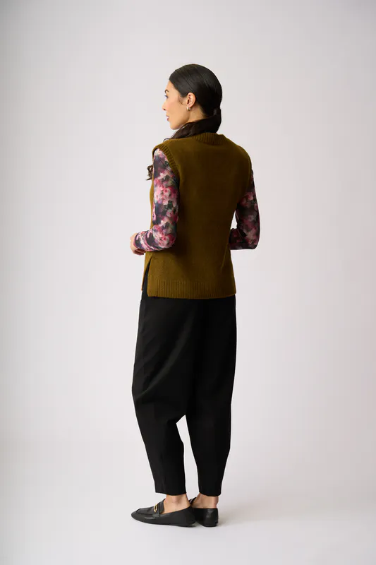 Model wearing Chatreuse Pop Star Vest By Memo Available at Beetees Nelson