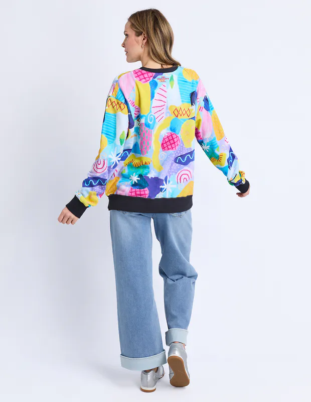 Model wearing Multi Party Pants Crew By Elm Available at Beetees Nelson
