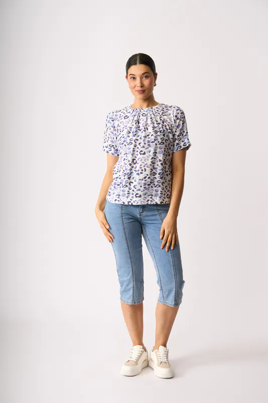 Model wearing Game On Pleat Neck Top By Foil Available at Beetees Nelson
