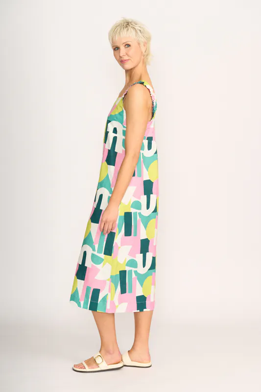 Model wearing Reflection Sunseeker Dress By Foil Available at Beetees Nelson