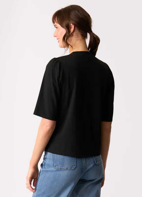 Model wearing Blossoms Combo Elbow Sleeve Top By Memo Available at Beetees Nelson