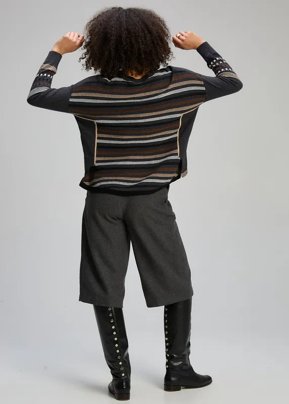 Model wearing Charcoal Textured Swing Jumper By Zaket & Plover Available at Beetees Nelson