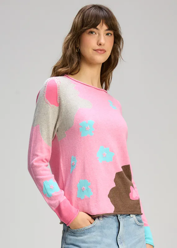 Model wearing Peony Petal Play Jumper By Zaket & Plover Available at Beetees Nelson