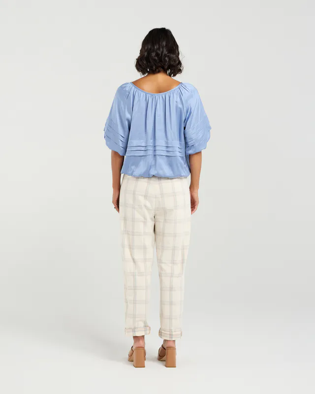 Model wearing Cornflower Sophie Top By Et Alia Available at Beetees Nelson