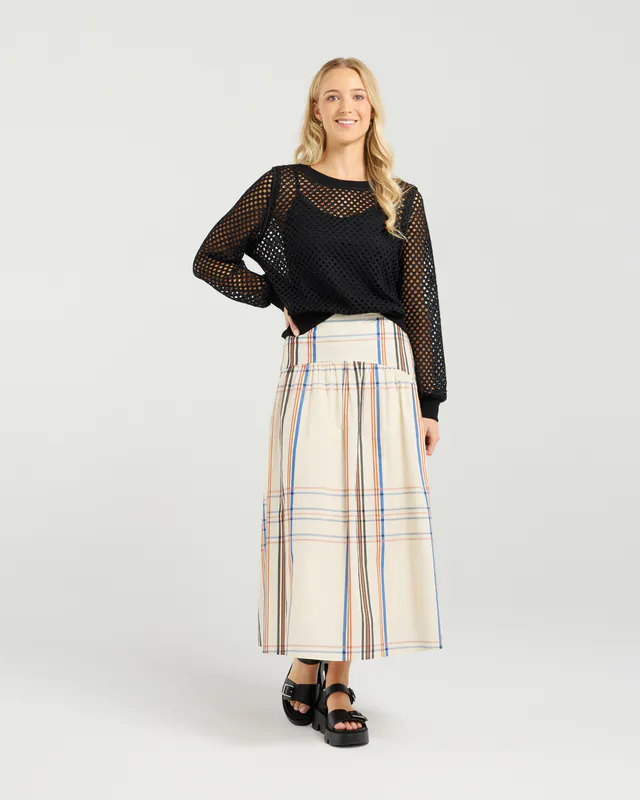 Model wearing Black Cleo Knit By Et Alia Available at Beetees Nelson
