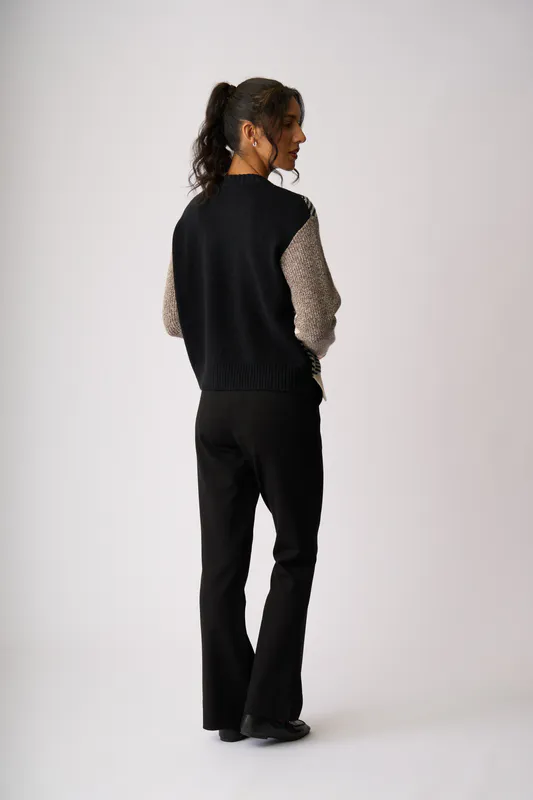 Model wearing Black Faux Front Trouser By Esplanade Available at Beetees Nelson