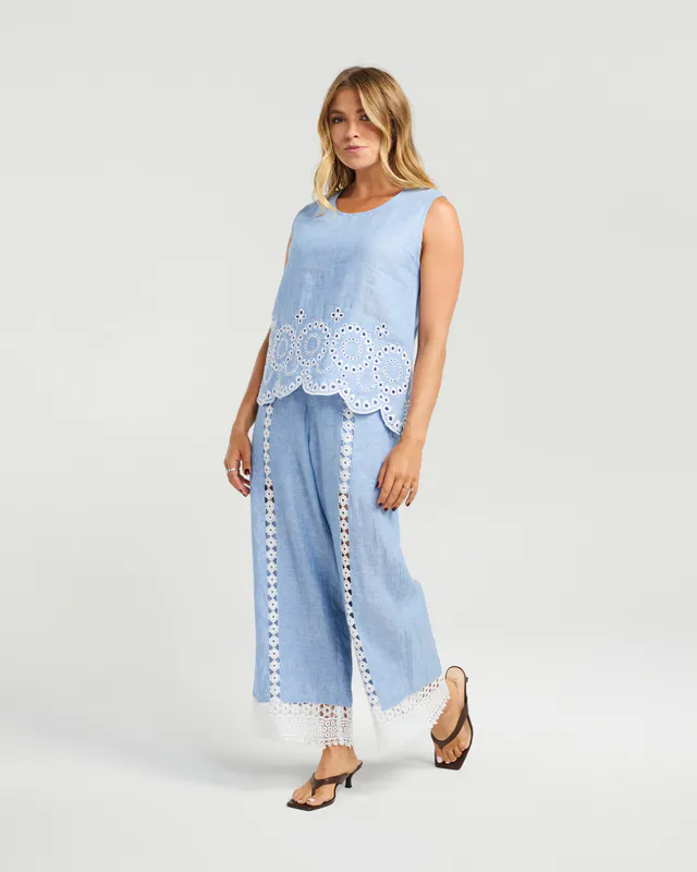 Model wearing Powder Blue Nala Top By MNBR Rose Available at Beetees Nelson