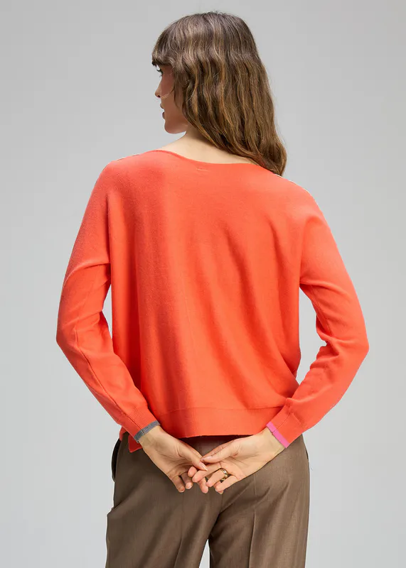 Model wearing Melon Threaded Sleeve Jumper By Zaket & Plover Available at Beetees Nelson