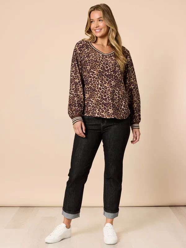 Model wearing Animal Print Leopard Top By Threadz Available at Beetees Nelson