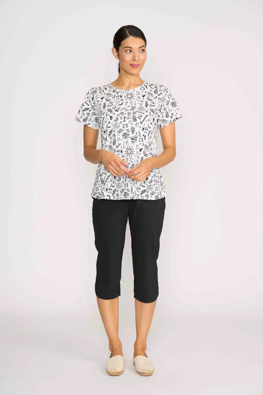 Model wearing Black Pant - 3/4, Scoop Cuff By Esplanade Available at Beetees Nelson