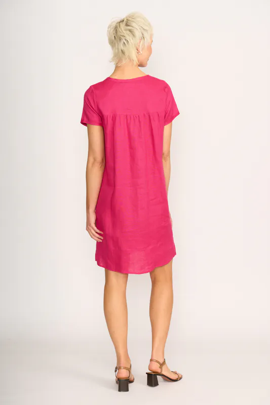 Model wearing Pink Dress - Panel Lines By Foil Available at Beetees Nelson