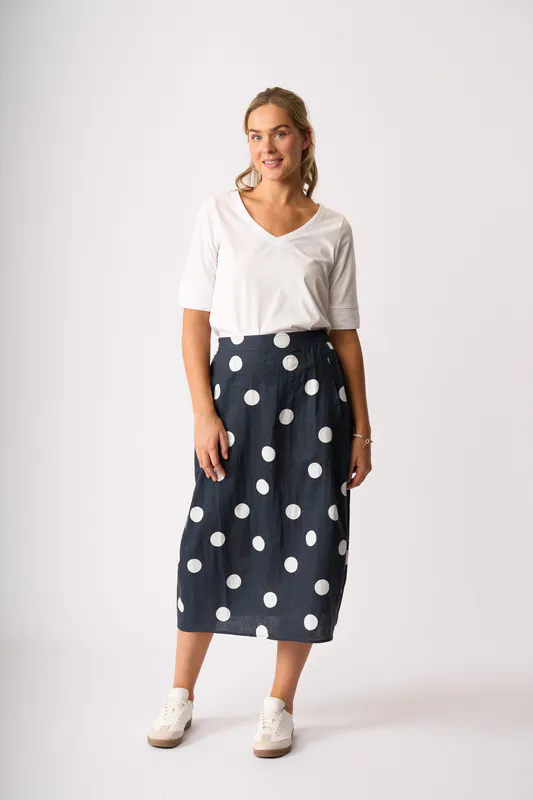 Model wearing White V Neck Elbow Sleeve Top By Esplanade Available at Beetees Nelson
