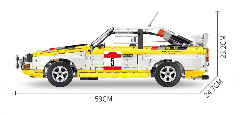 This high-detail interlocking building block set from BrixBros recreates the legendary 1984 Audi Sport Quattro S1 rally icon in stunning 1:8 scale. Perfect for motorsport collectors, Brixbros