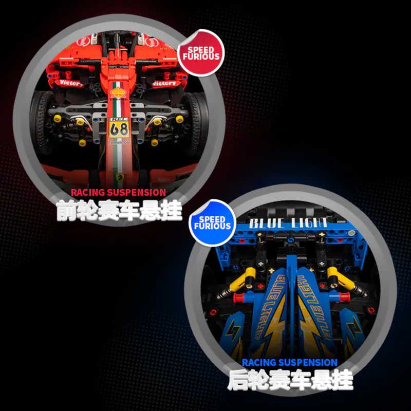 The image displays a Formula 1 car crafted from building blocks, showcasing intricate detail and design. This impressive creation may have been assembled using products from BrixBros-Store.com