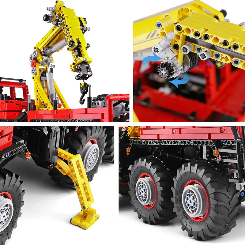 Behold the impressive Toy Code 13146 from Mould King! This massive articulated logging truck, made entirely of building blocks, is a marvel of construction and design.