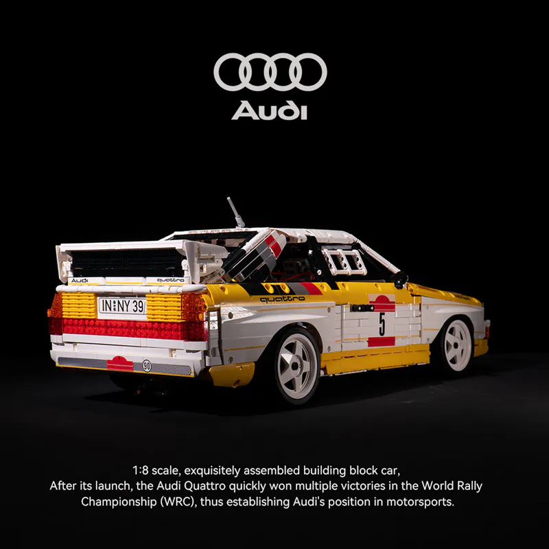 This high-detail interlocking building block set from BrixBros recreates the legendary 1984 Audi Sport Quattro S1 rally icon in stunning 1:8 scale. Perfect for motorsport collectors, Brixbros