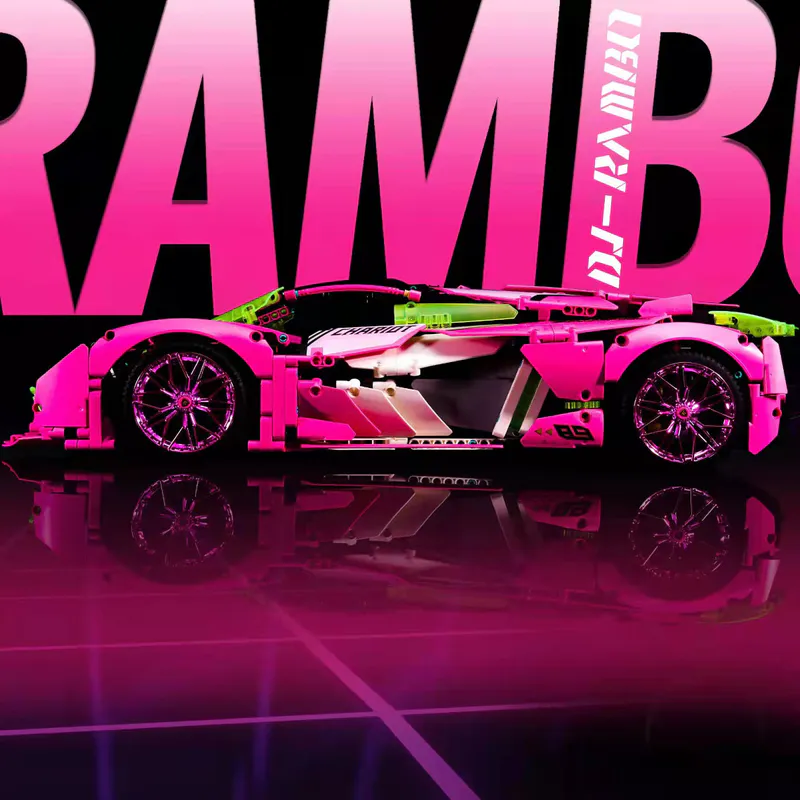 Amazing satisfying ultimate building block set for car enthusiasts - the pink Italian sports car! This sleek and stylish remote-controlled toy features real shock absorbers for an authentic feeling